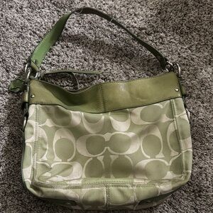 Coach Two-Tone Green Shoulder Bag